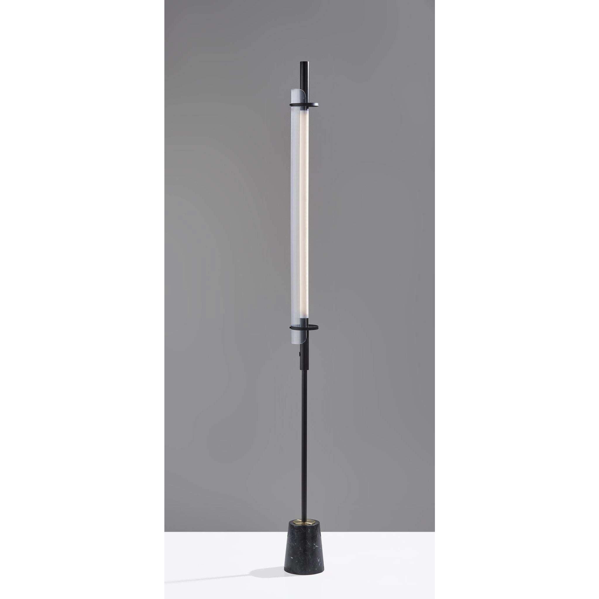 Flair 71 inch 24.00 watt Black / Antique Brass Accents Floor Lamp Portable Light, ADS360