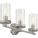 Lily 3 Light 20 inch Brushed Steel Vanity/Bath Bar Wall Light