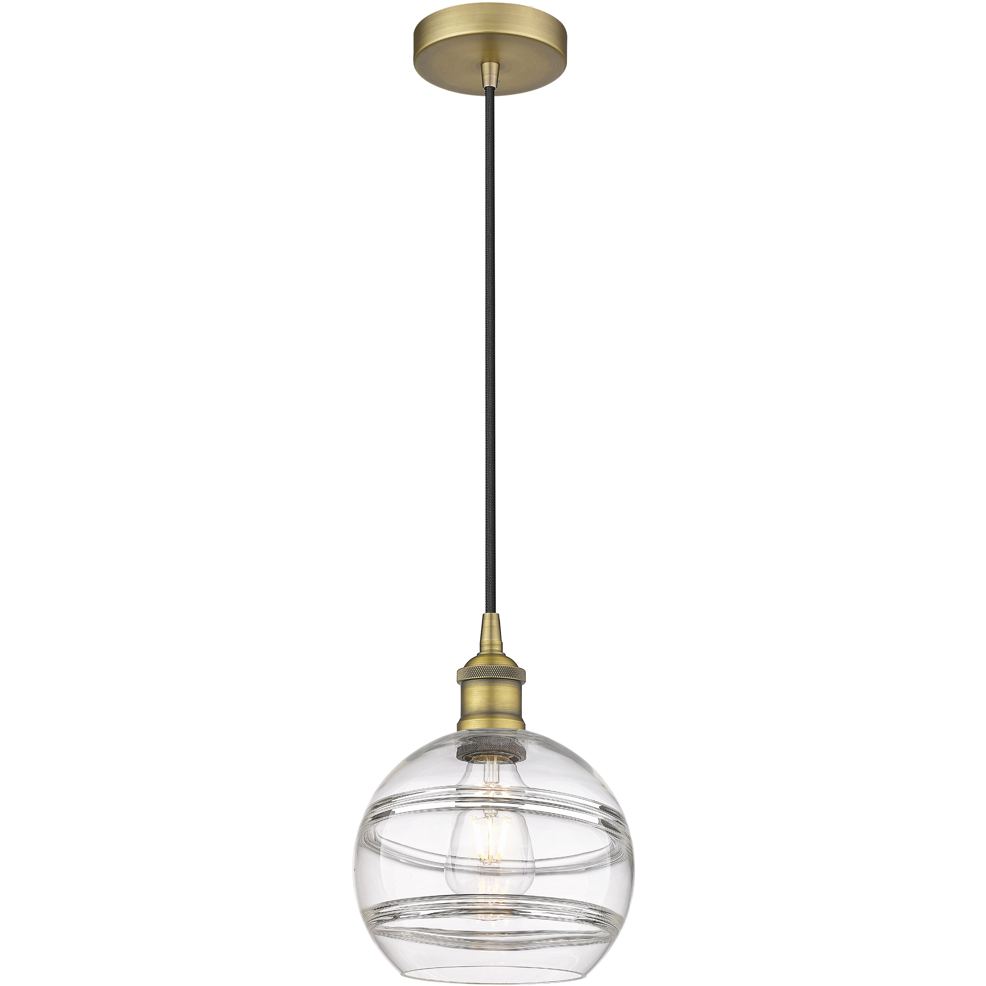 Edison Rochester 1 Light 8 inch Brushed Brass Cord Hung Mini Pendant Ceiling Light