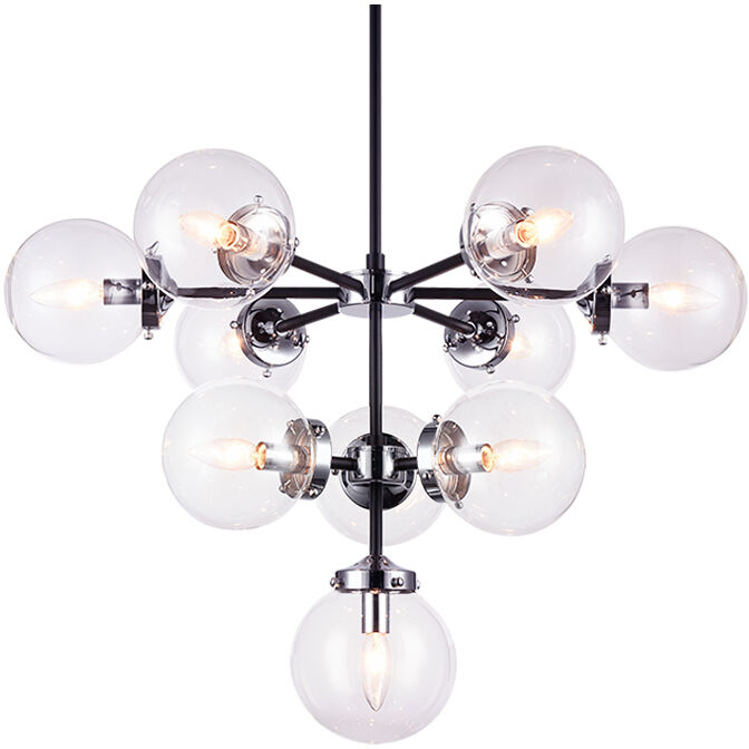 Maru 10 Light 29.38 inch Chrome Chandelier Ceiling Light in Chrome and Clear
