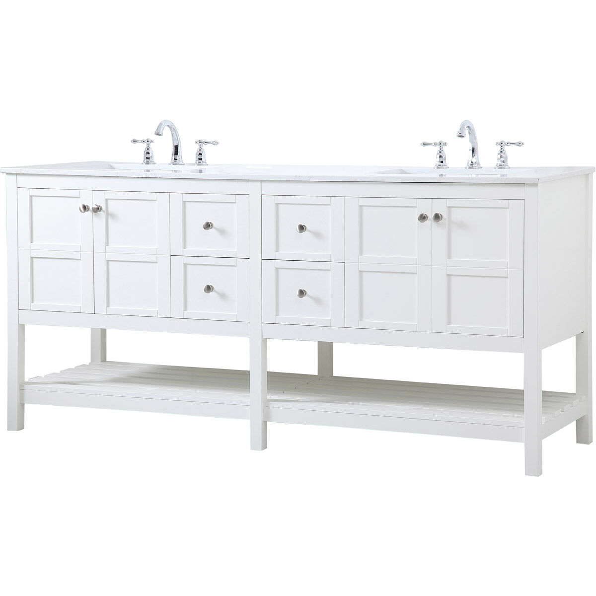 Theo 72 X 22 X 34 inch White Vanity Sink Set