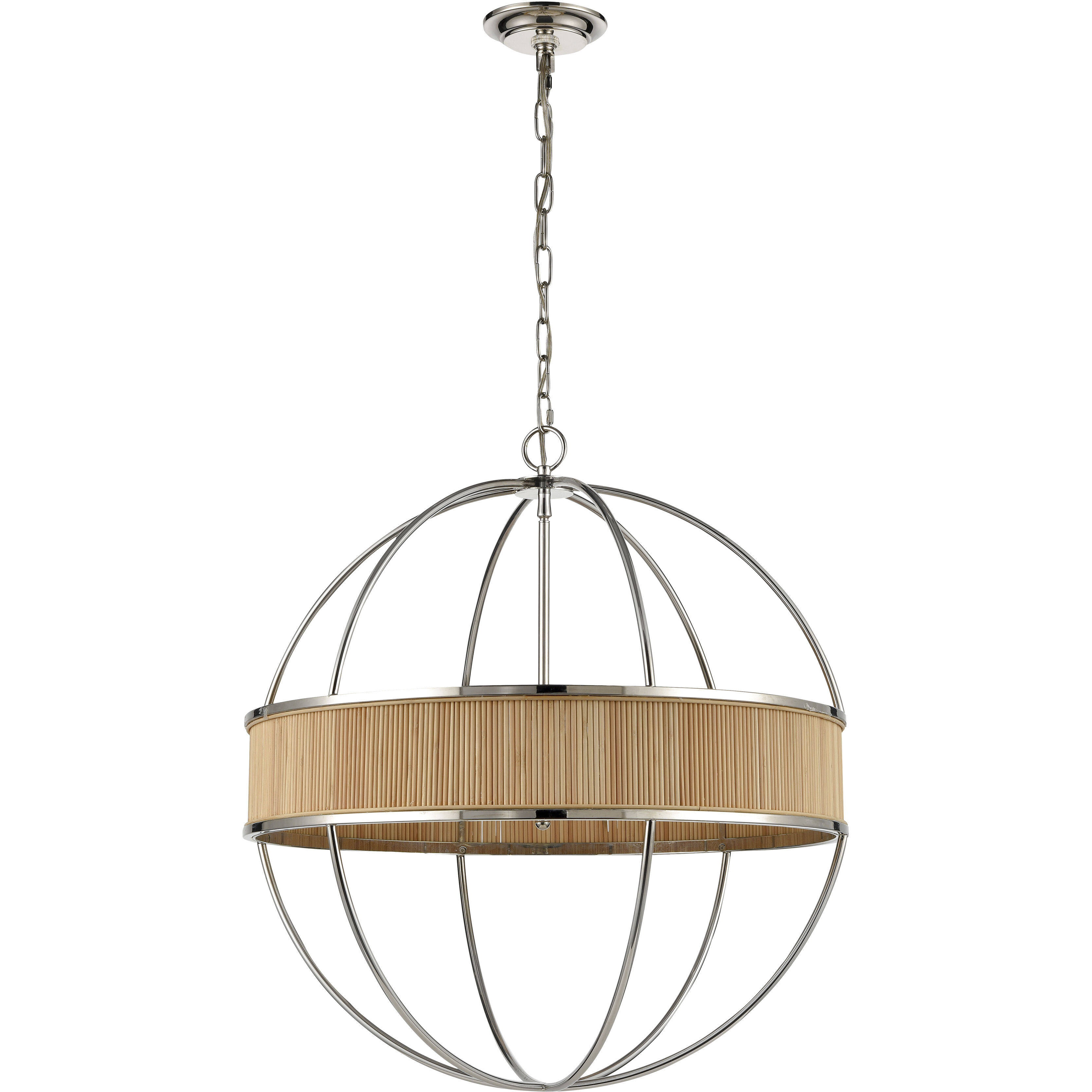 Ural 6 Light 24 inch Polished Nickel with Natural Chandelier Ceiling Light