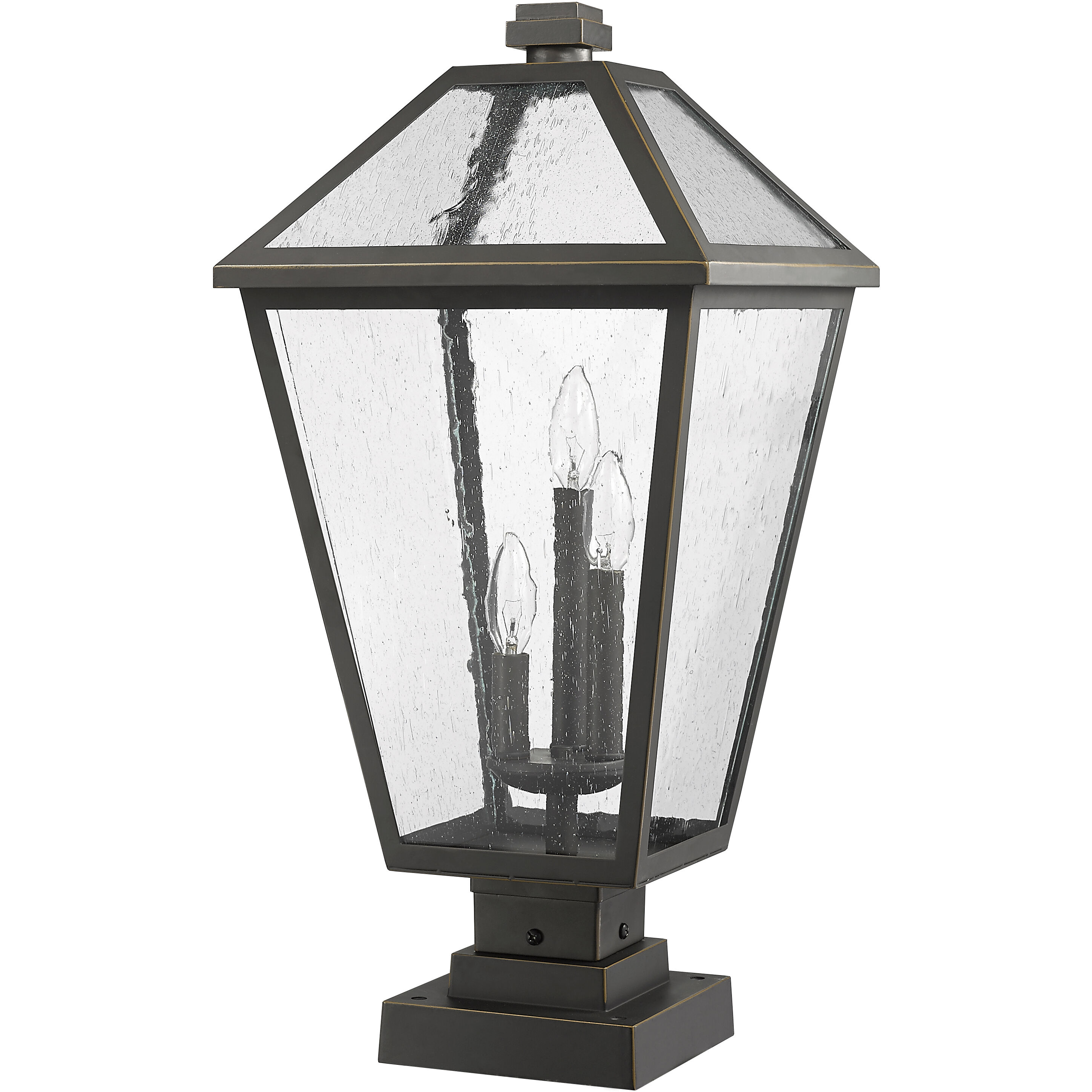 Talbot 3 Light 24.75 inch Oil Rubbed Bronze Outdoor Pier Mounted Fixture in Seedy Glass