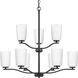 Adley 9 Light 28 inch Matte Black Chandelier Ceiling Light