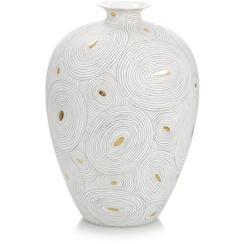 White Porcelain With Gold II 14.5 X 10.5 inch Vase