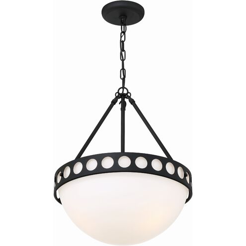 Kirby 3 Light 17.5 inch Black Forged Chandelier Ceiling Light