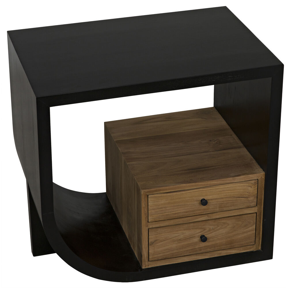 Burton 30 X 28 inch Hand Rubbed Black Side Table, Left