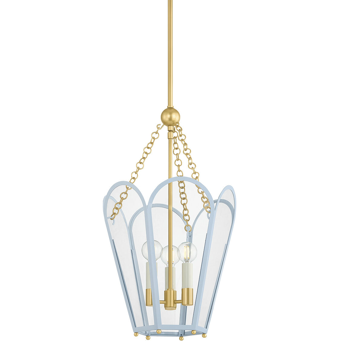 Clarisse 3 Light 13 inch Aged Brass and Soft Arctic Blue Lantern Ceiling Light