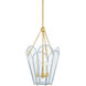 Clarisse 3 Light 13 inch Aged Brass and Soft Arctic Blue Lantern Ceiling Light