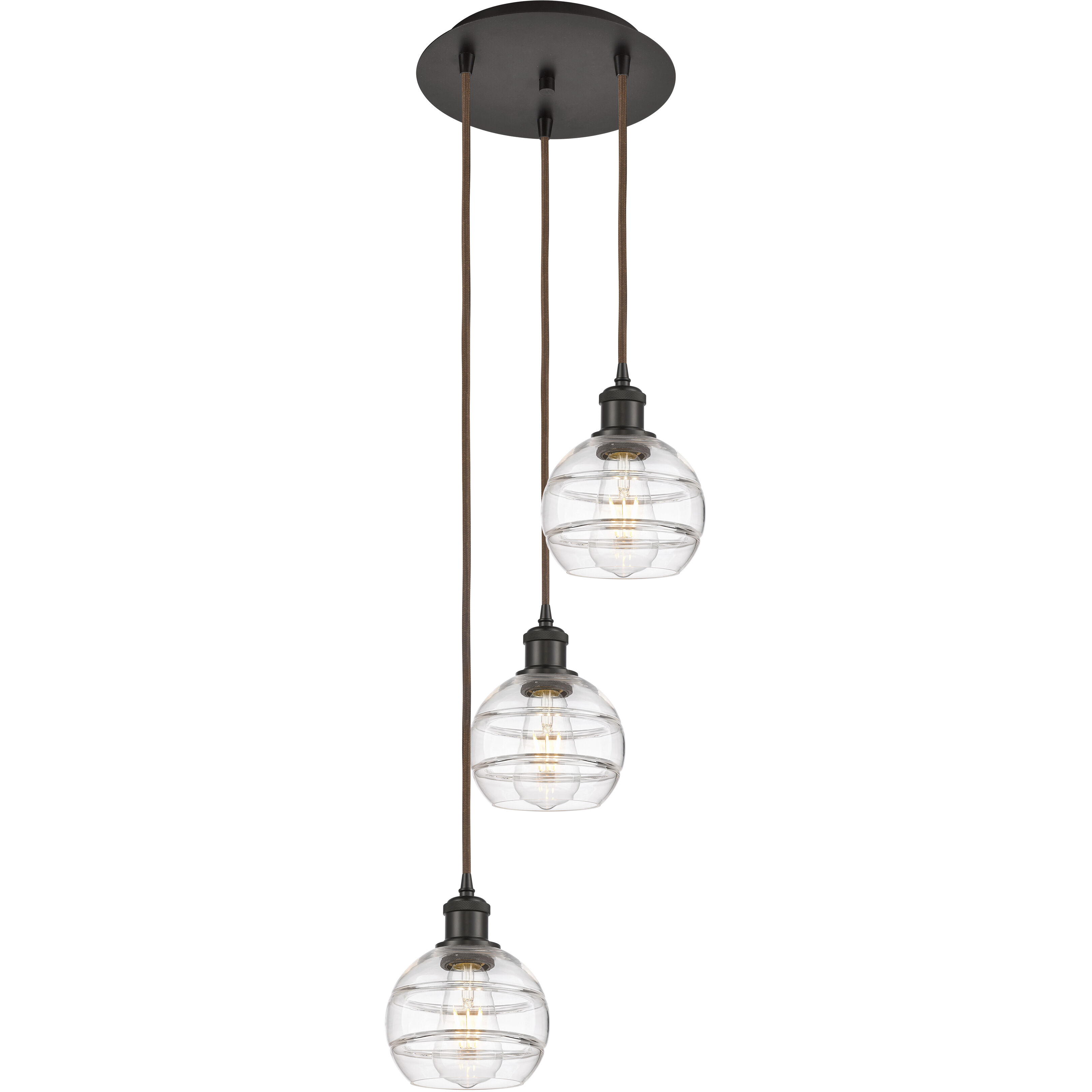 Ballston Rochester 3 Light 12.38 inch Oil Rubbed Bronze Cord Hung Multi Pendant Ceiling Light