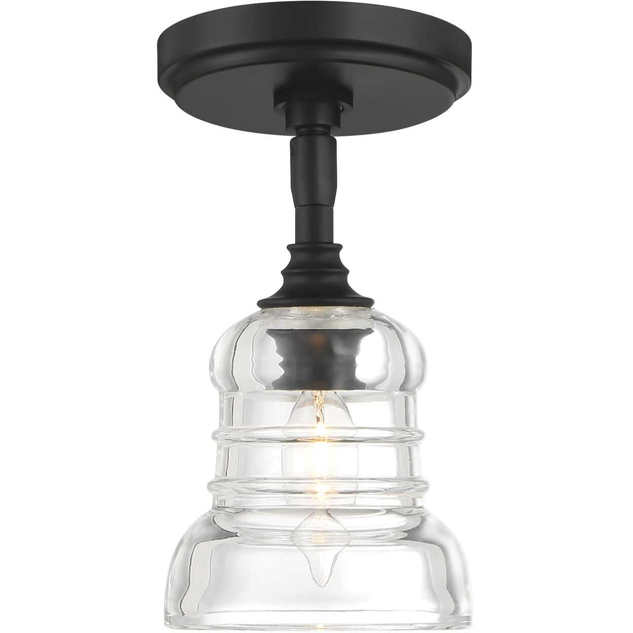 Gregory 1 Light 5 inch Matte Black Semi Flush Ceiling Light