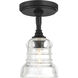 Gregory 1 Light 5 inch Matte Black Semi Flush Ceiling Light