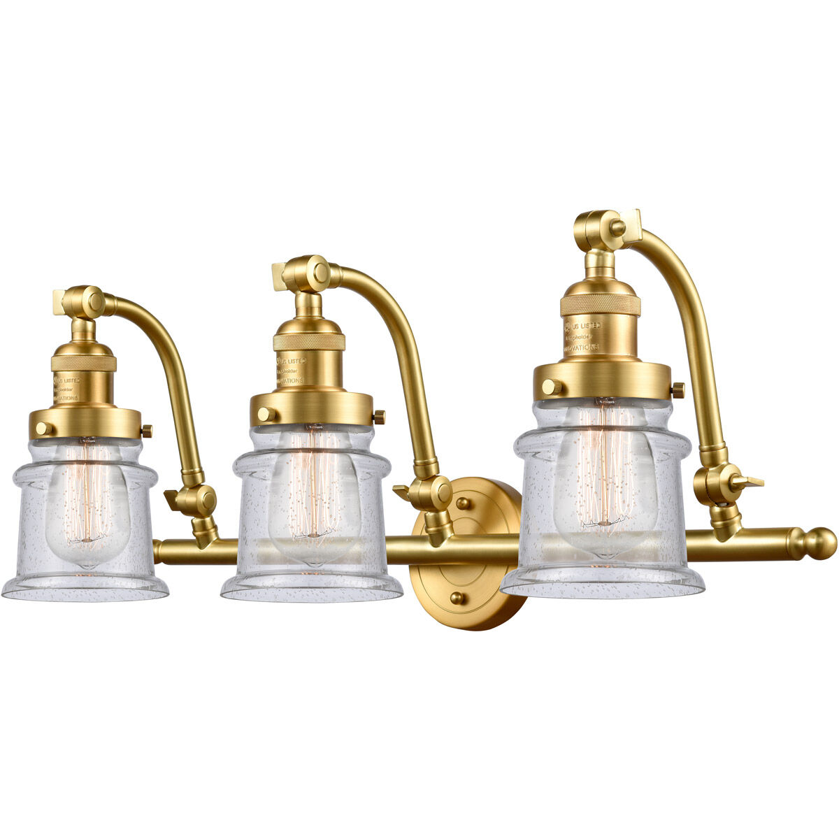 Franklin Restoration Small Canton LED 28 inch Satin Gold Bath Vanity Light Wall Light in Seedy Glass, Franklin Restoration