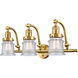 Franklin Restoration Small Canton 3 Light 28 inch Satin Gold Bath Vanity Light Wall Light in Seedy Glass, Franklin Restoration