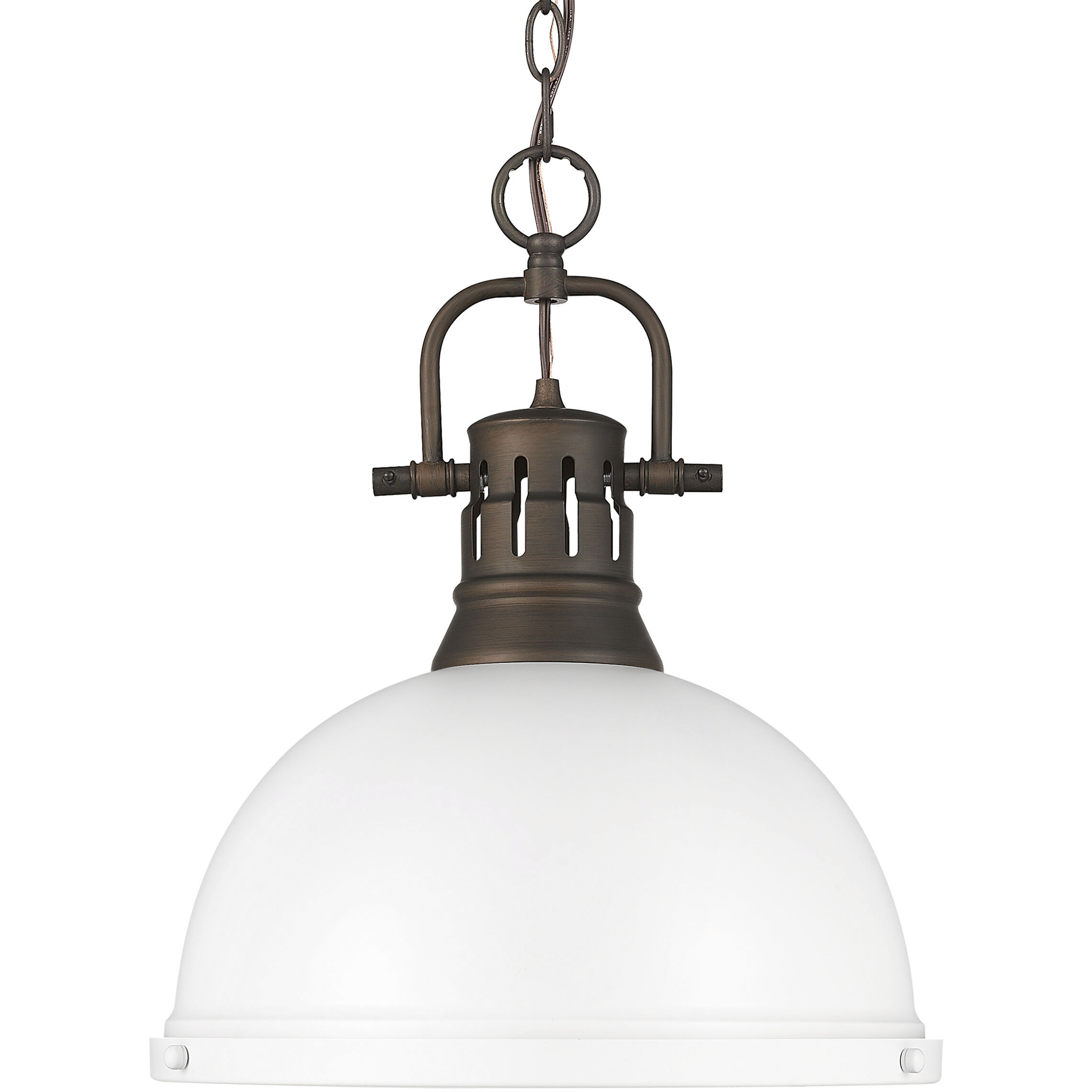Yep Duncan 1 Light 14 inch Rubbed Bronze Pendant Ceiling Light in Matte White