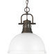 Yep Duncan 1 Light 14 inch Rubbed Bronze Pendant Ceiling Light in Matte White