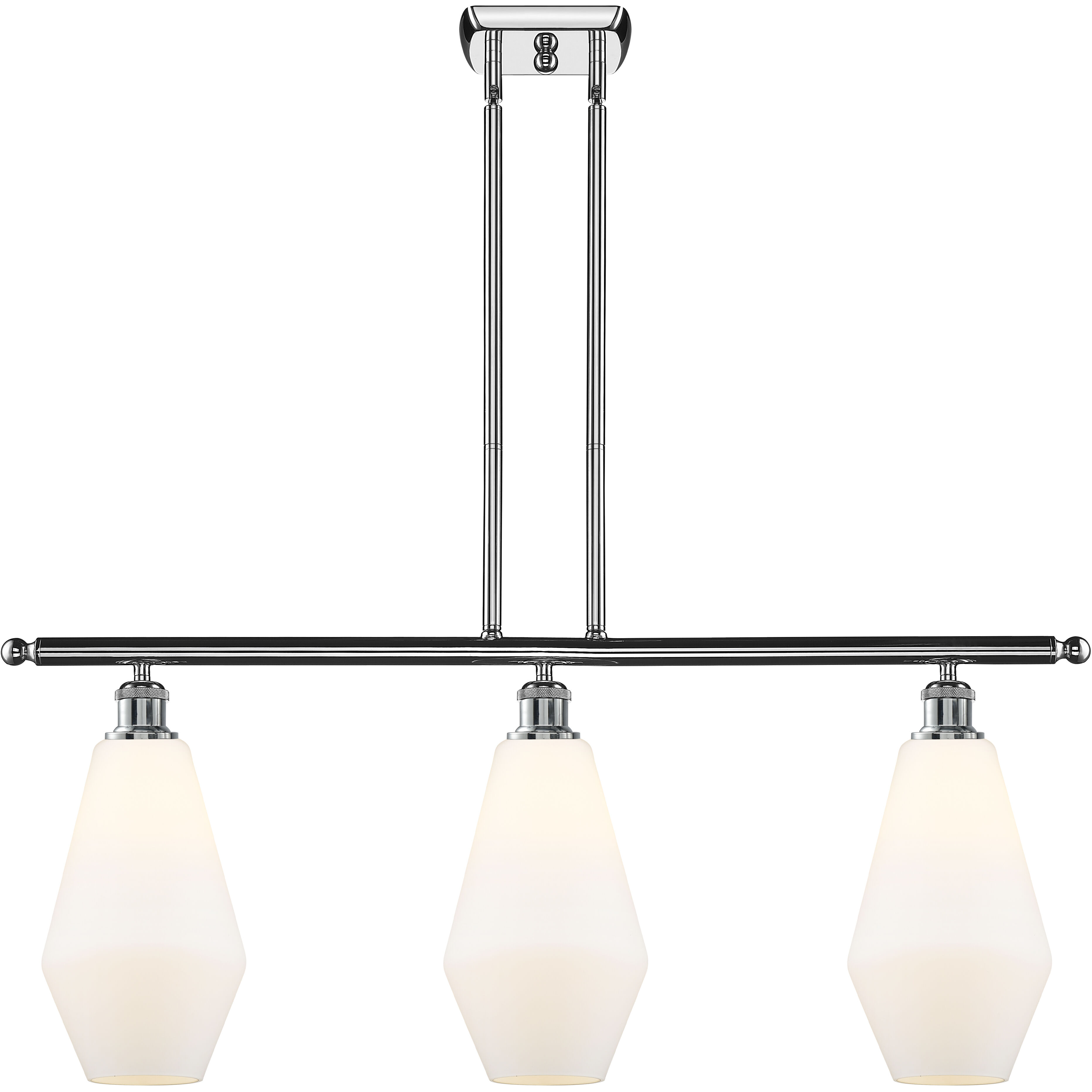 Ballston Cindyrella 3 Light 36 inch Polished Chrome Island Light Ceiling Light in Incandescent, Matte White Glass