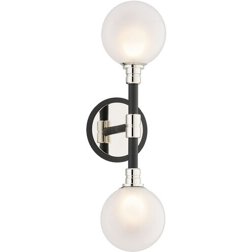 Andromeda 2 Light 5.25 inch Textured Black and Polished Nickel Wall Sconce Wall Light