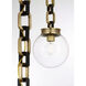 Marie Flanigan Bellamy LED 8 inch Soft Brass and Bronze Statement Chain Globe Chandelier Ceiling Light in Clear Glass