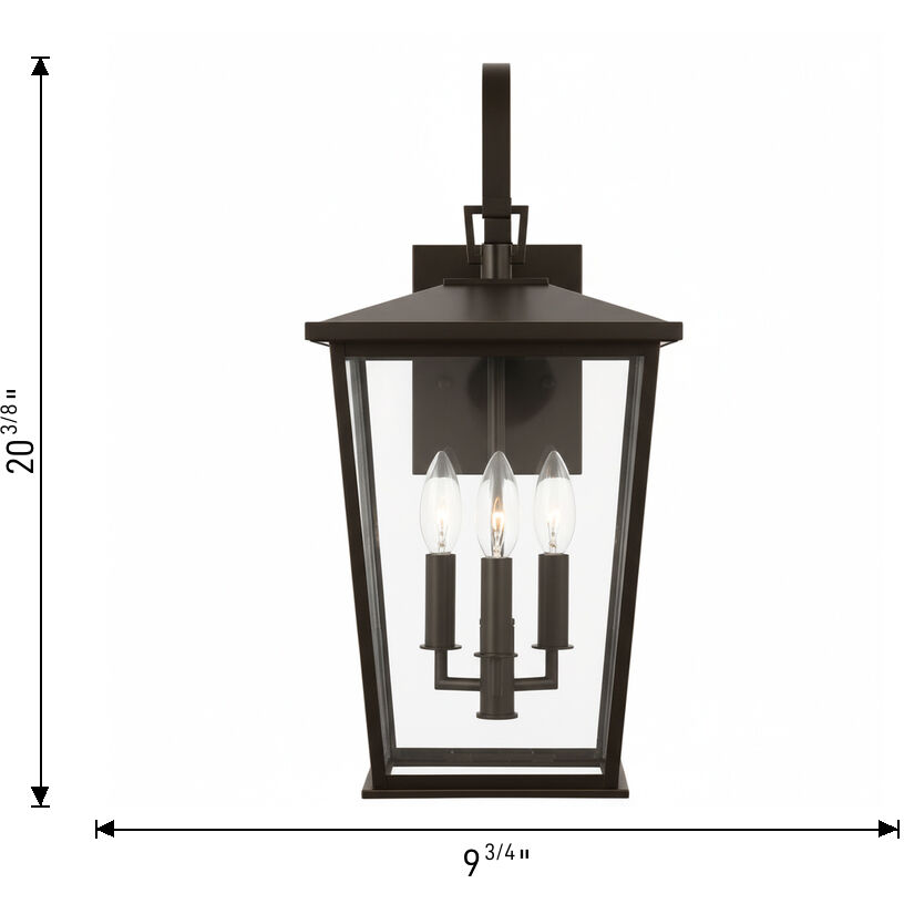 Linton 3 Light 20.25 inch Textured Black Outdoor Wall Lantern, Large