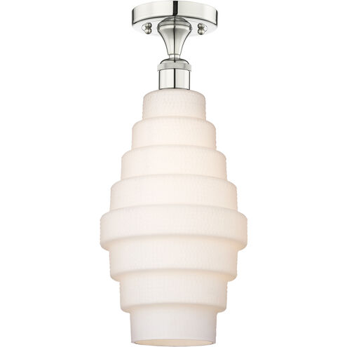 Cascade 1 Light 8 inch Polished Nickel Flush Mount Ceiling Light in White
