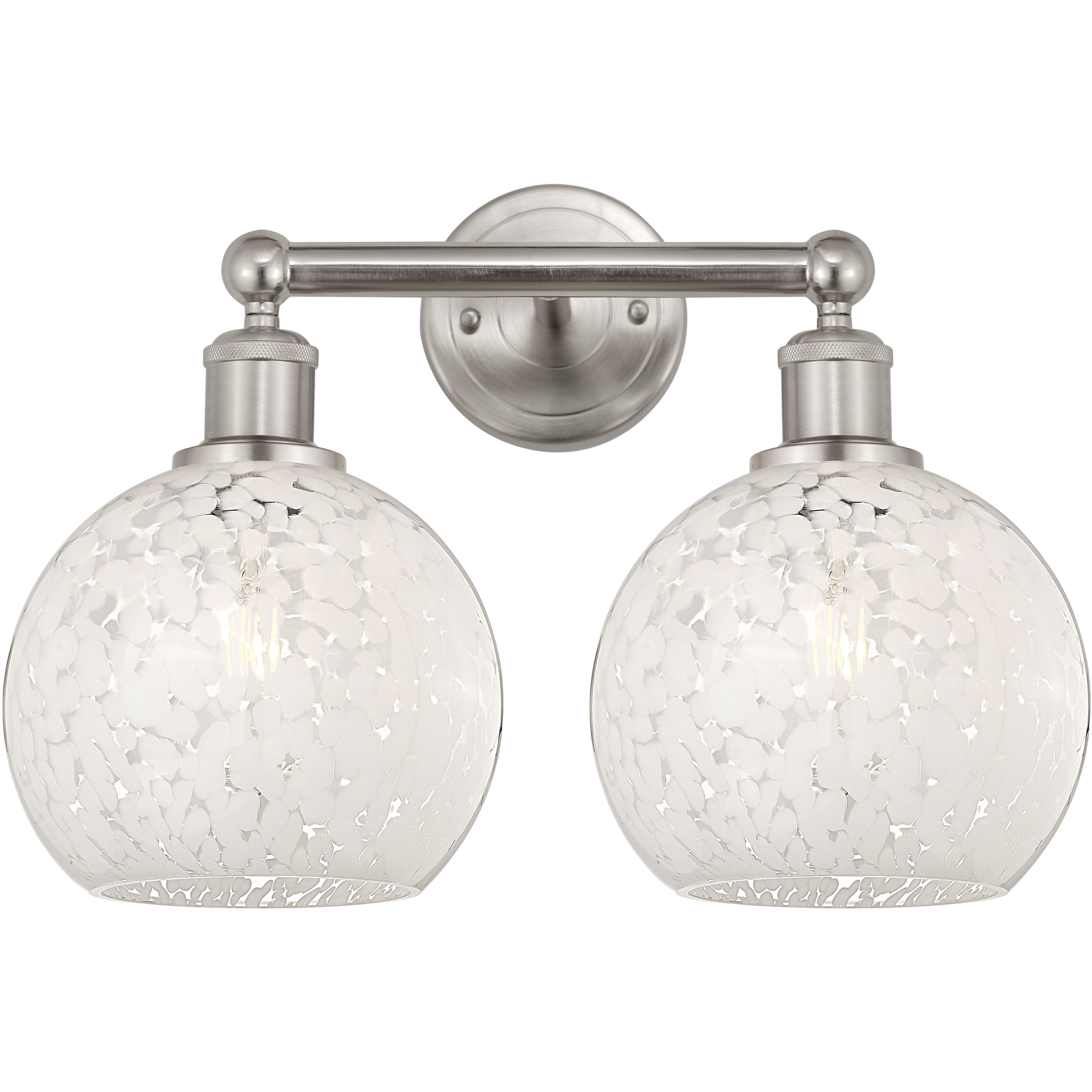 Edison White Mouchette 2 Light 17 inch Satin Nickel Bath Vanity Light Wall Light