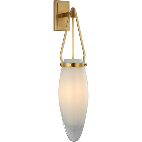 Chapman & Myers Myla LED 4.25 inch Antique-Burnished Brass Bracketed Sconce Wall Light in White Glass, Medium