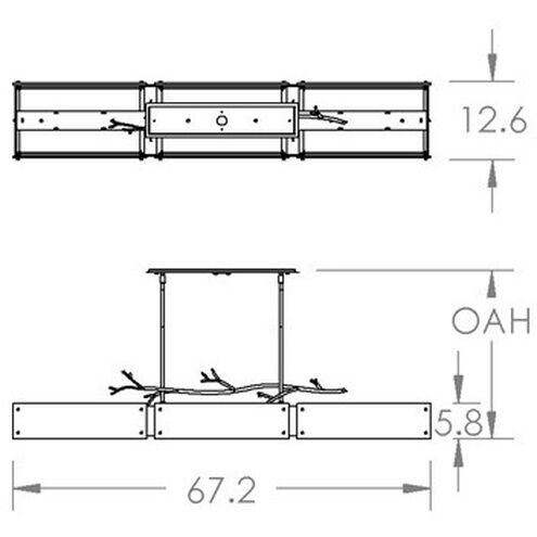 Ironwood 6 Light Gilded Brass Linear Pendant Ceiling Light in Bronze Granite, E26 Incandescent