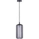 Malek 1 Light 5.88 inch Matte Black Corded Pendant Ceiling Light in Smoked Ribbed Glass