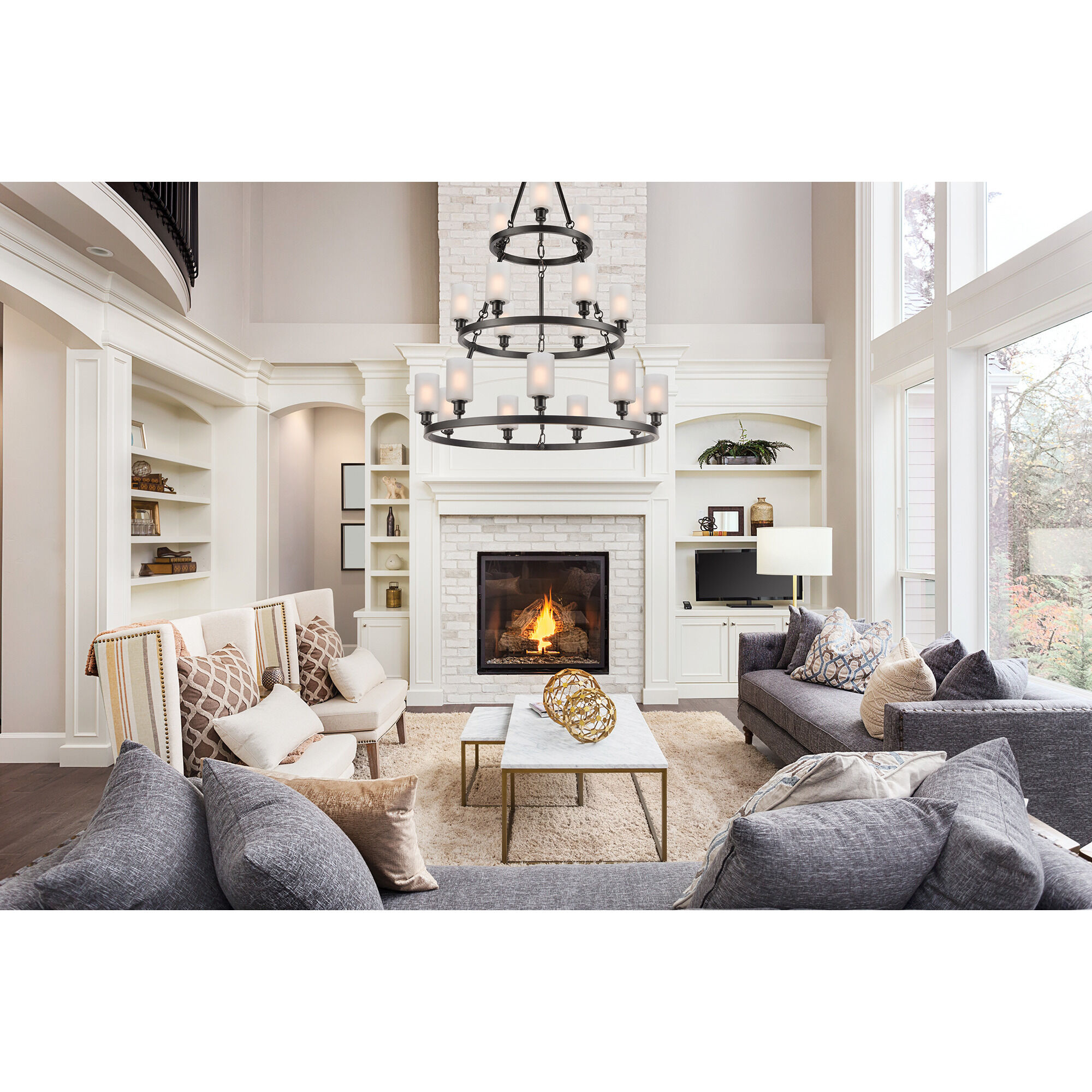 Ballston Saloon 18 Light 40 inch Matte Black Chandelier Ceiling Light in Incandescent, Matte White Glass, Ballston