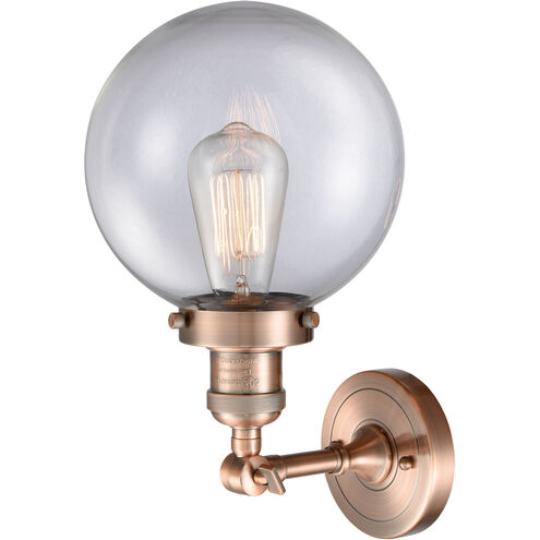 Franklin Restoration Large Beacon 1 Light 8 inch Antique Copper Sconce Wall Light in Clear Glass, Franklin Restoration