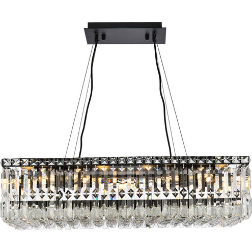 Maxime 16 Light 28 inch Black and Clear Linear Chandelier Ceiling Light in Royal Cut