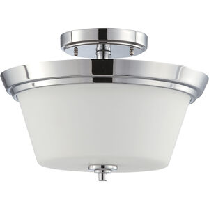 Bento 2 Light 13 inch Polished Chrome and Satin White Semi Flush Mount Ceiling Light