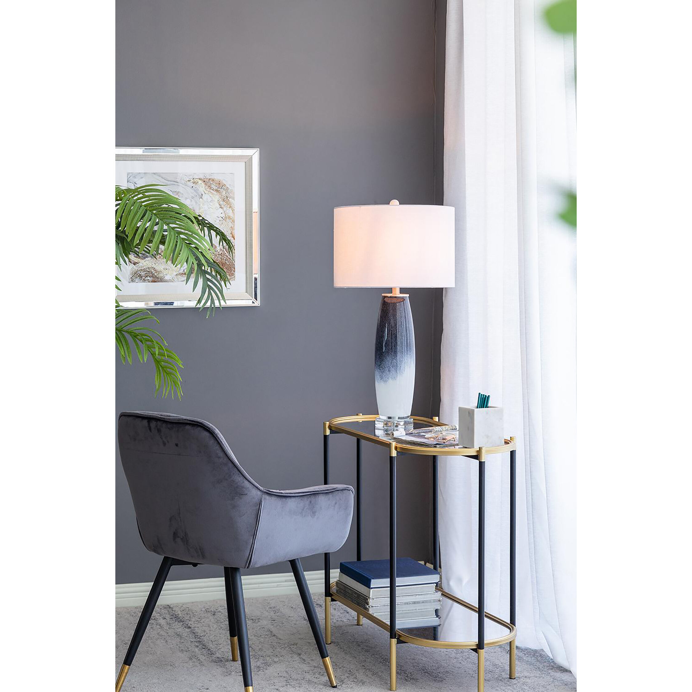 Ombre 28.3 inch 60 watt Grey/White Table Lamp Portable Light