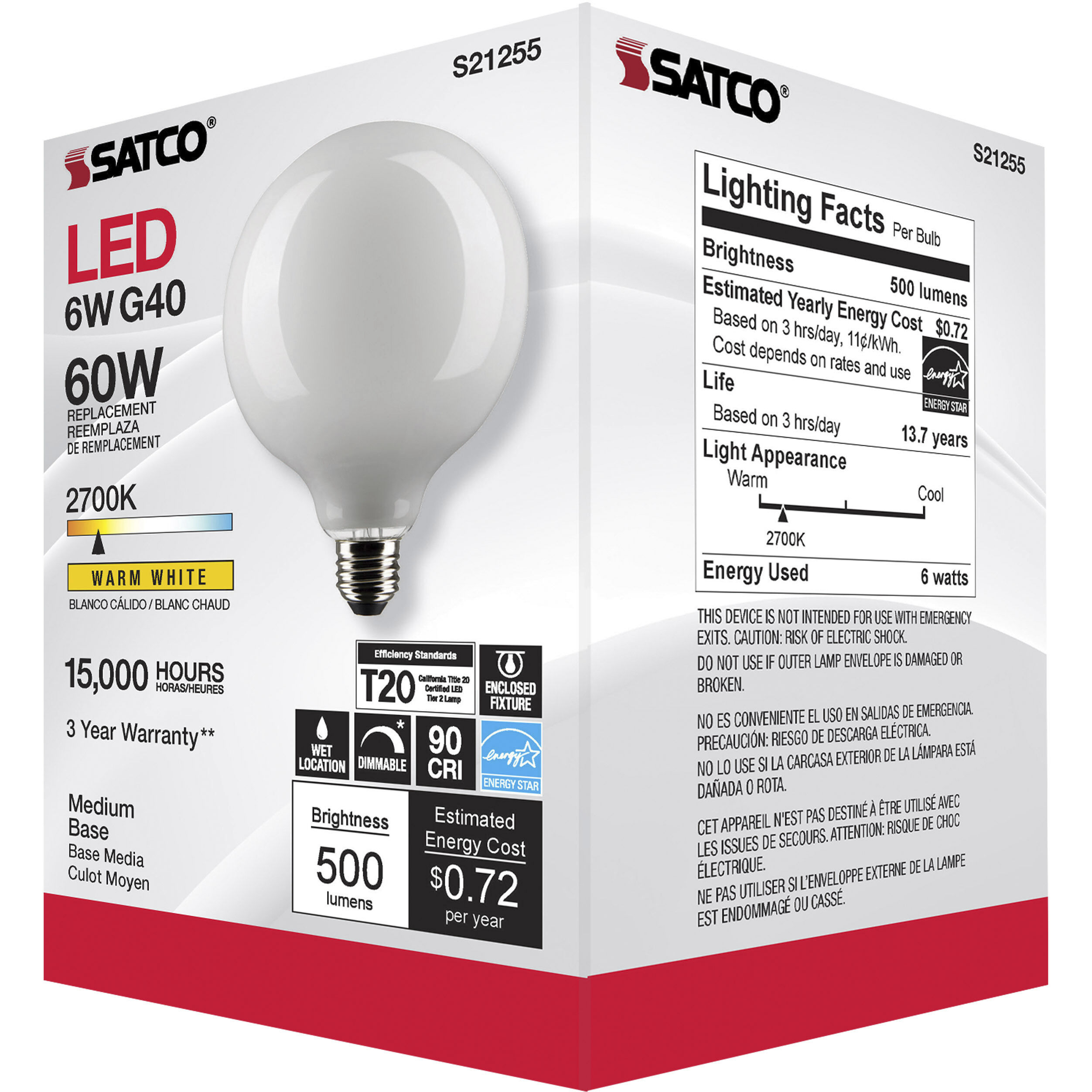 Lumos LED Medium Medium 6.00 watt 2700K LED Filament