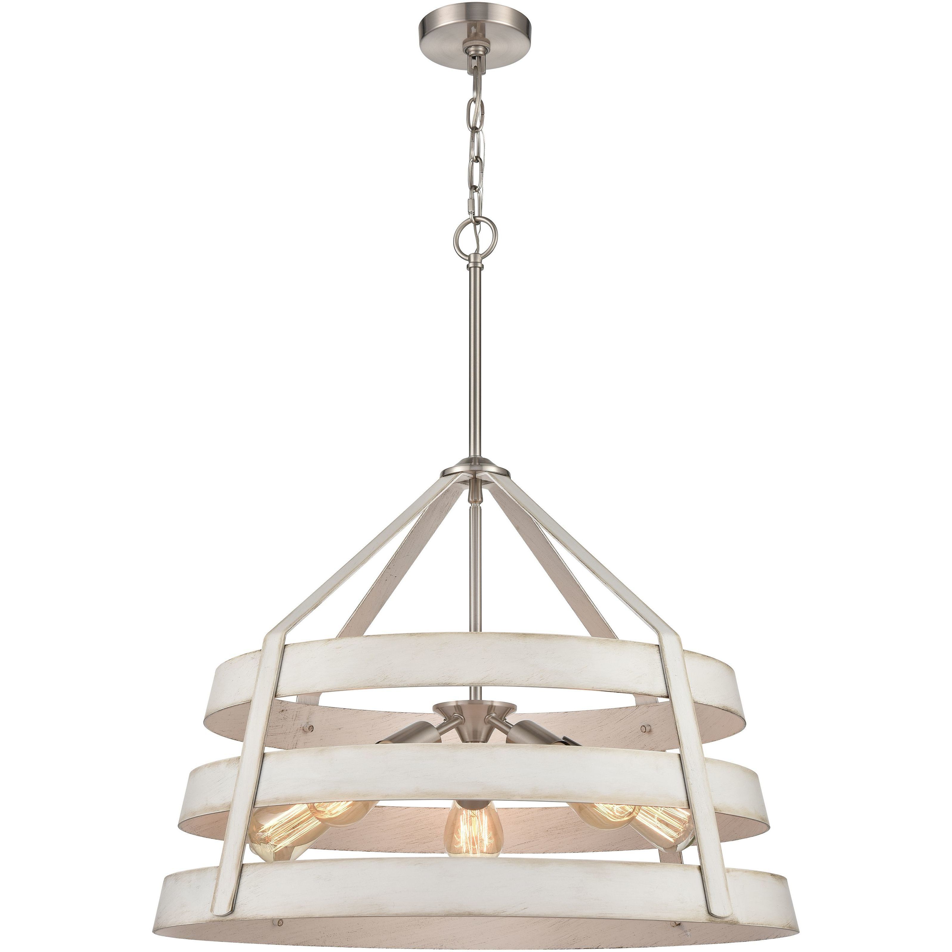 Brigantine 5 Light 24 inch Weathered White with Satin Nickel Chandelier Ceiling Light