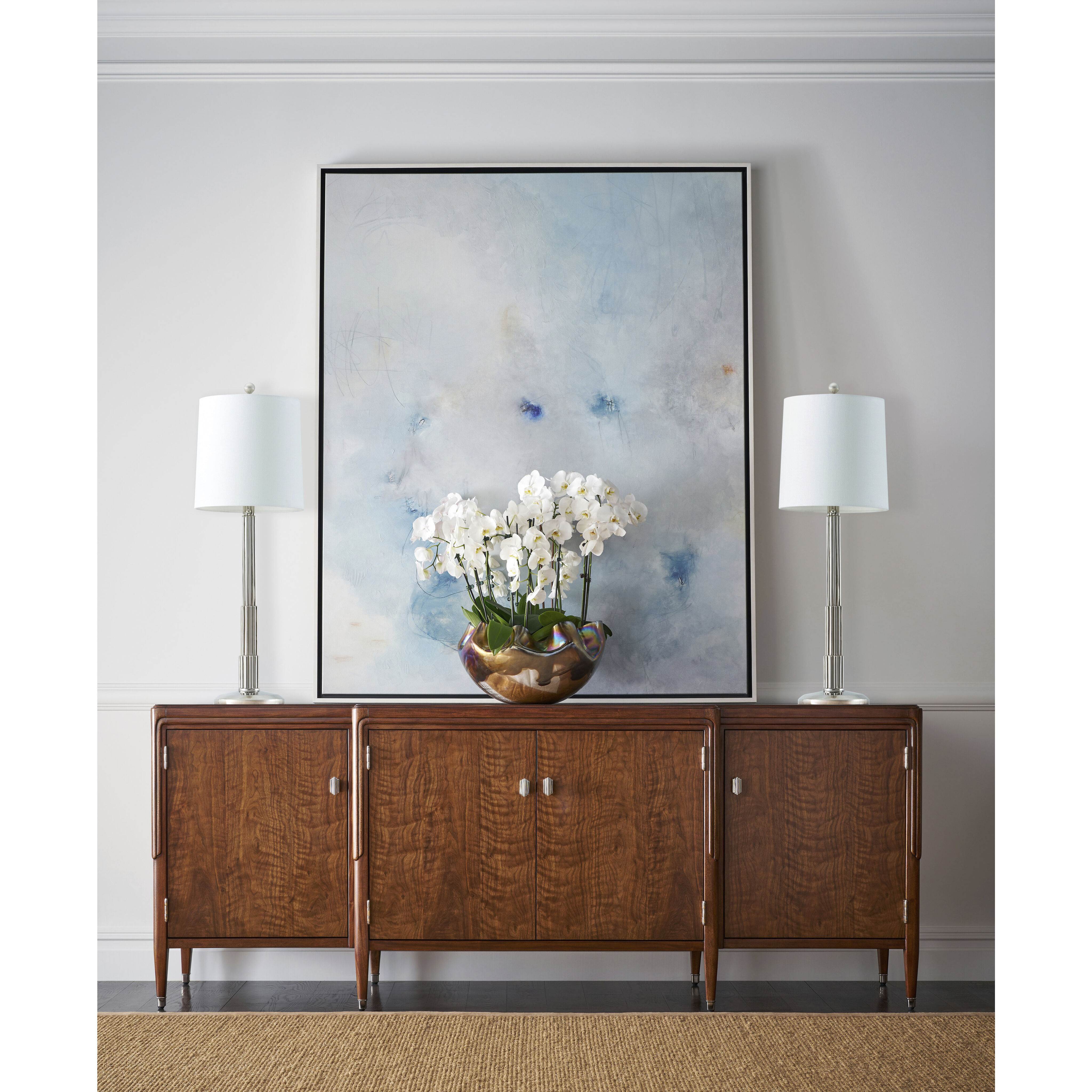 Dorchester 95 X 22 inch Mayfair / Antique White Brass Sideboard, Wooden