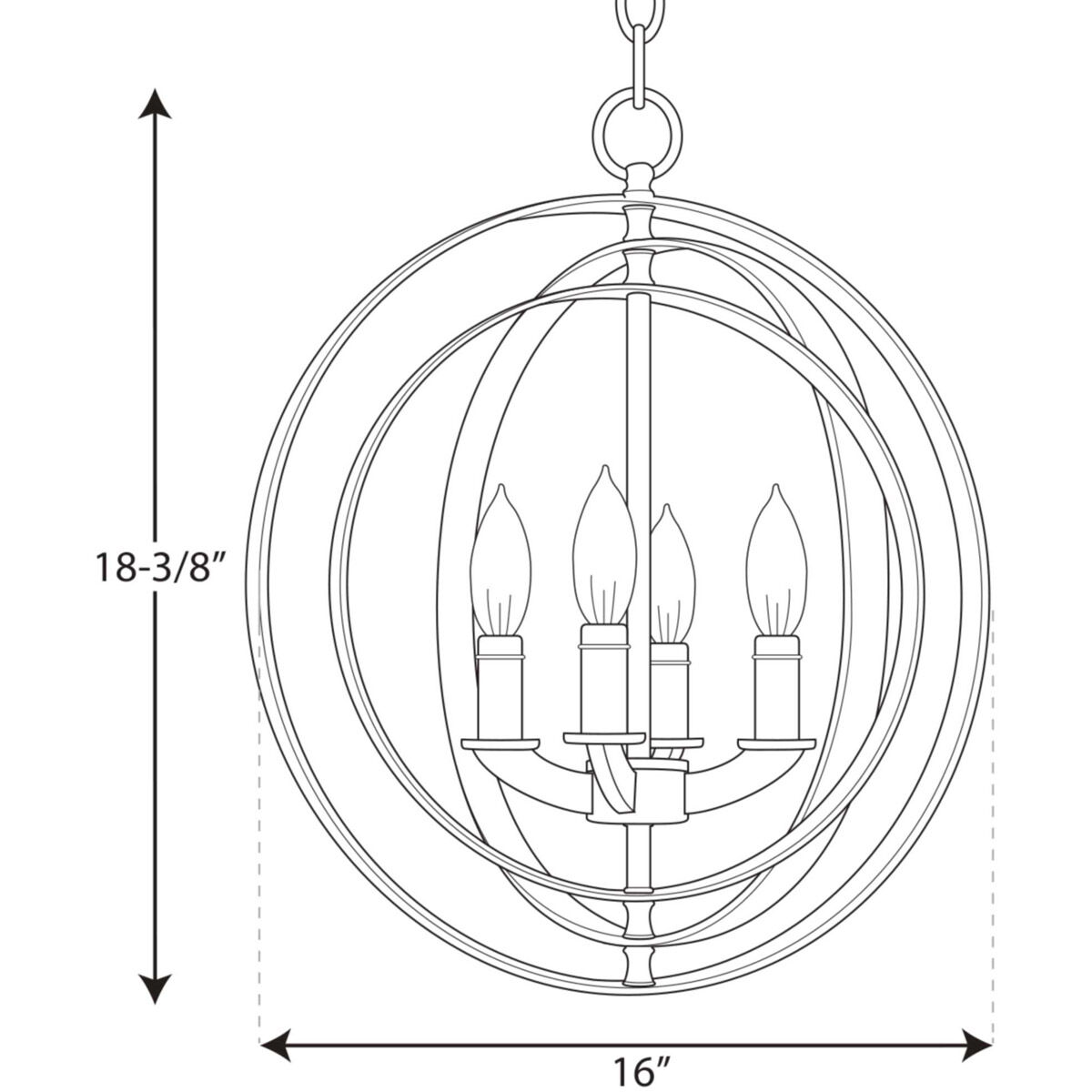 Equinox 4 Light 16 inch Satin Brass Pendant Ceiling Light