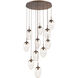 Meteo LED LED Burnished Bronze Chandelier Ceiling Light, Round Multi-Pendant