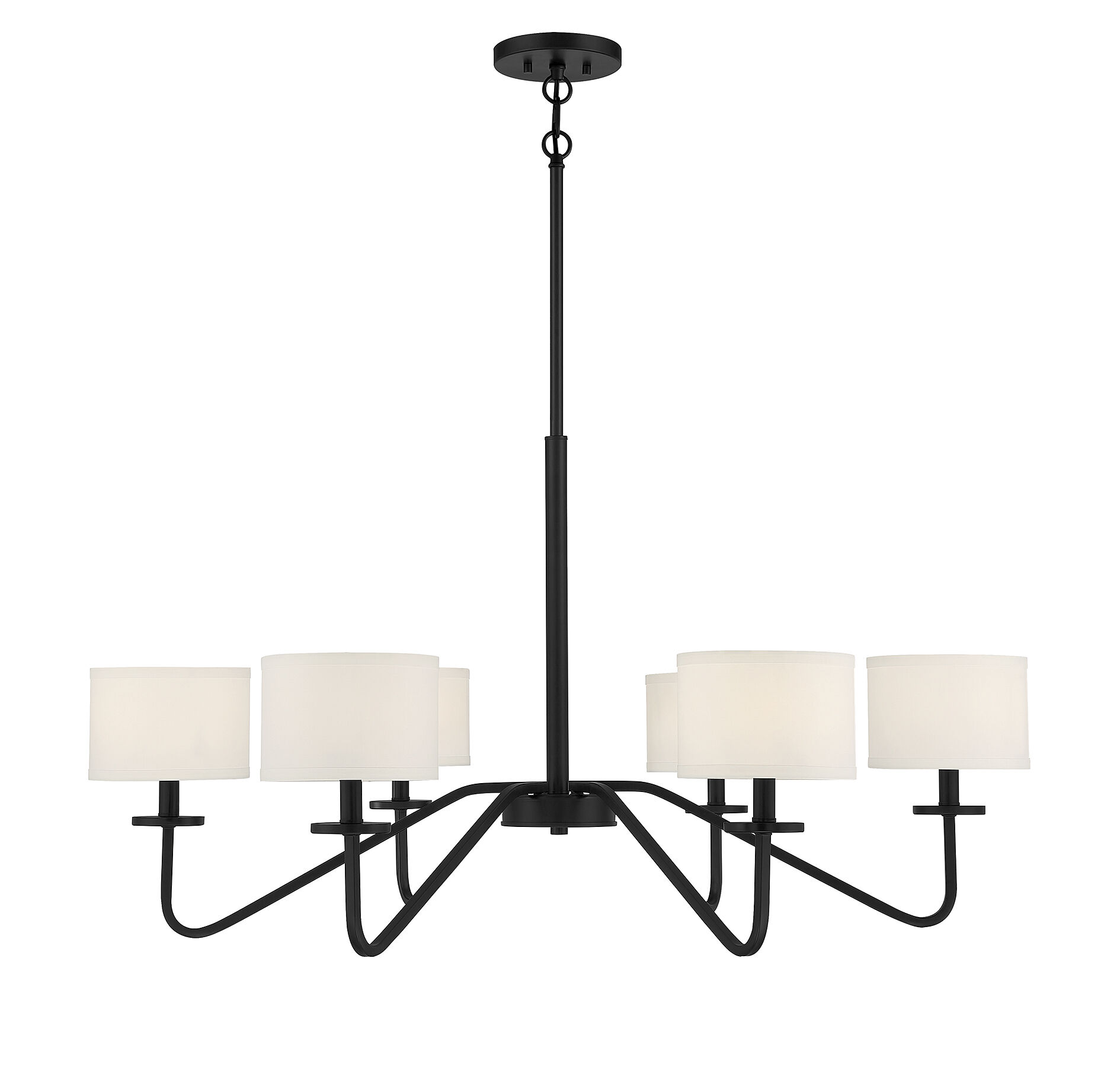 Transitional 6 Light 42 inch Matte Black Chandelier Ceiling Light
