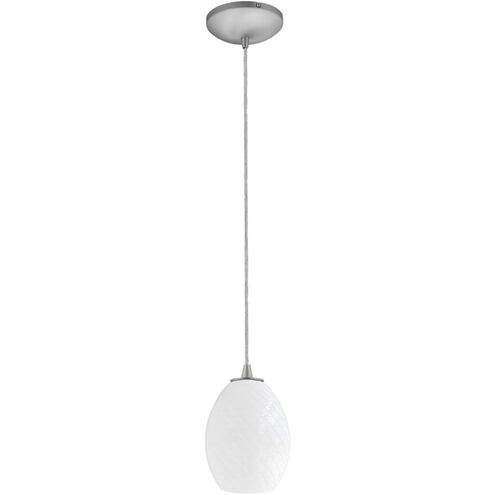 Brandy FireBird 1 Light 6 inch Brushed Steel Pendant Ceiling Light in White Firebird, Cord