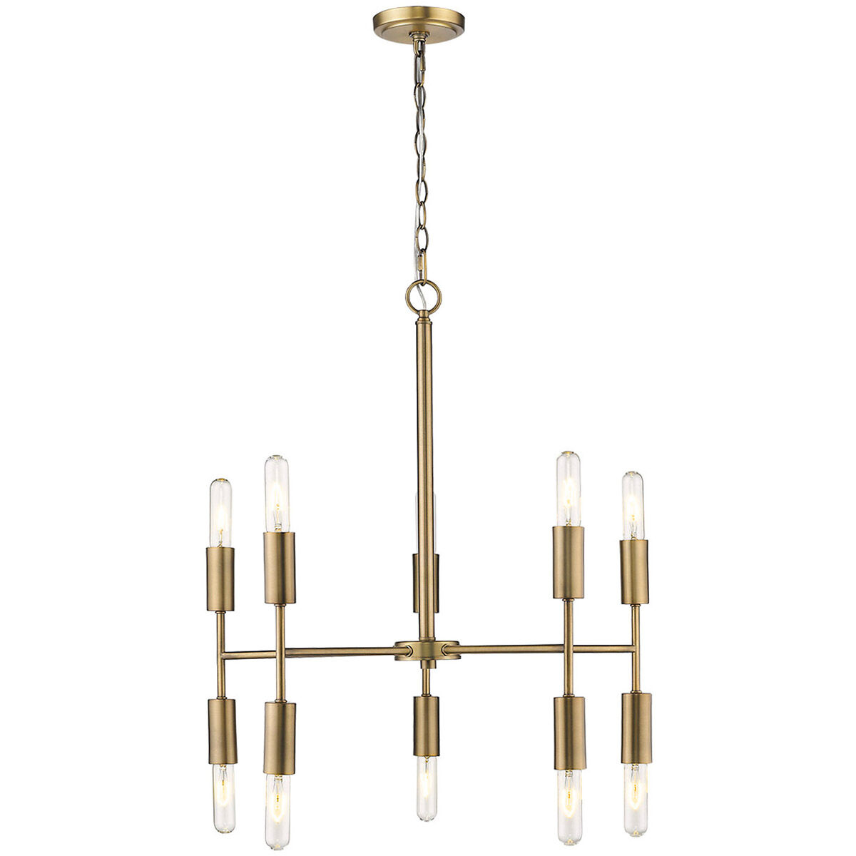 Perret 10 Light 26 inch Aged Brass Chandelier Ceiling Light