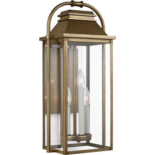 Sean Lavin Wellsworth 3 Light 22.5 inch Painted Distressed Brass Outdoor Wall Lantern