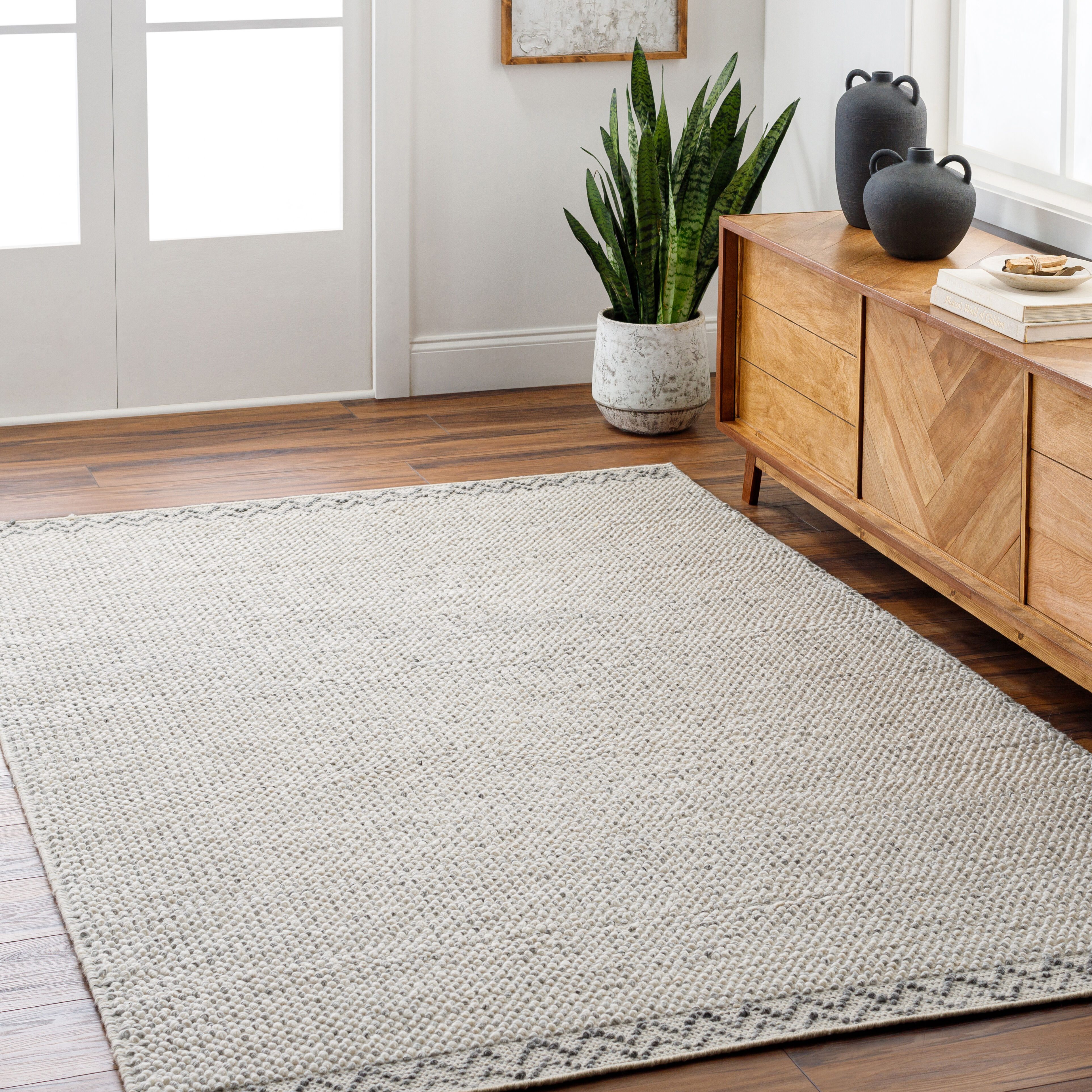 Reika 90 X 60 inch Light Gray Rug, Rectangle