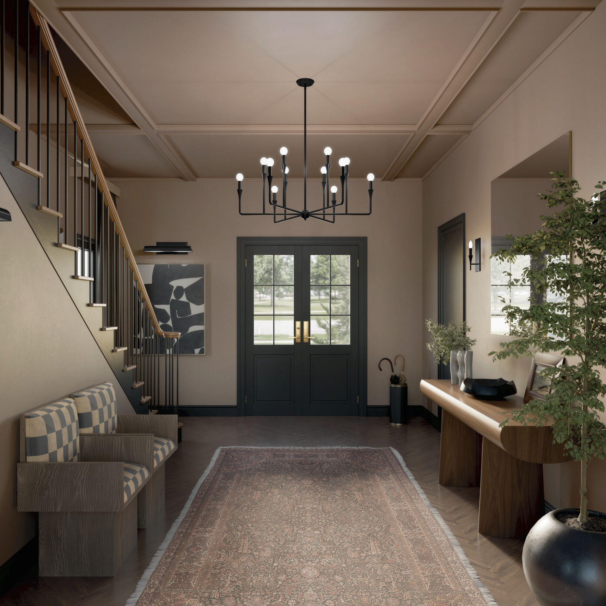 Alvaro 12 Light Black Chandelier Multi Tier Ceiling Light, Multi Tier