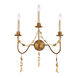 Mosaic 3 Light 10 inch Gold Leaf Wall Sconce Wall Light, Flambeau