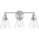 Barwell 3 Light 24 inch Brushed Nickel Vanity Wall Light