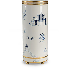 Chelsea House Hand Decorated Blue/White/Gold Trim Umbrella Stand