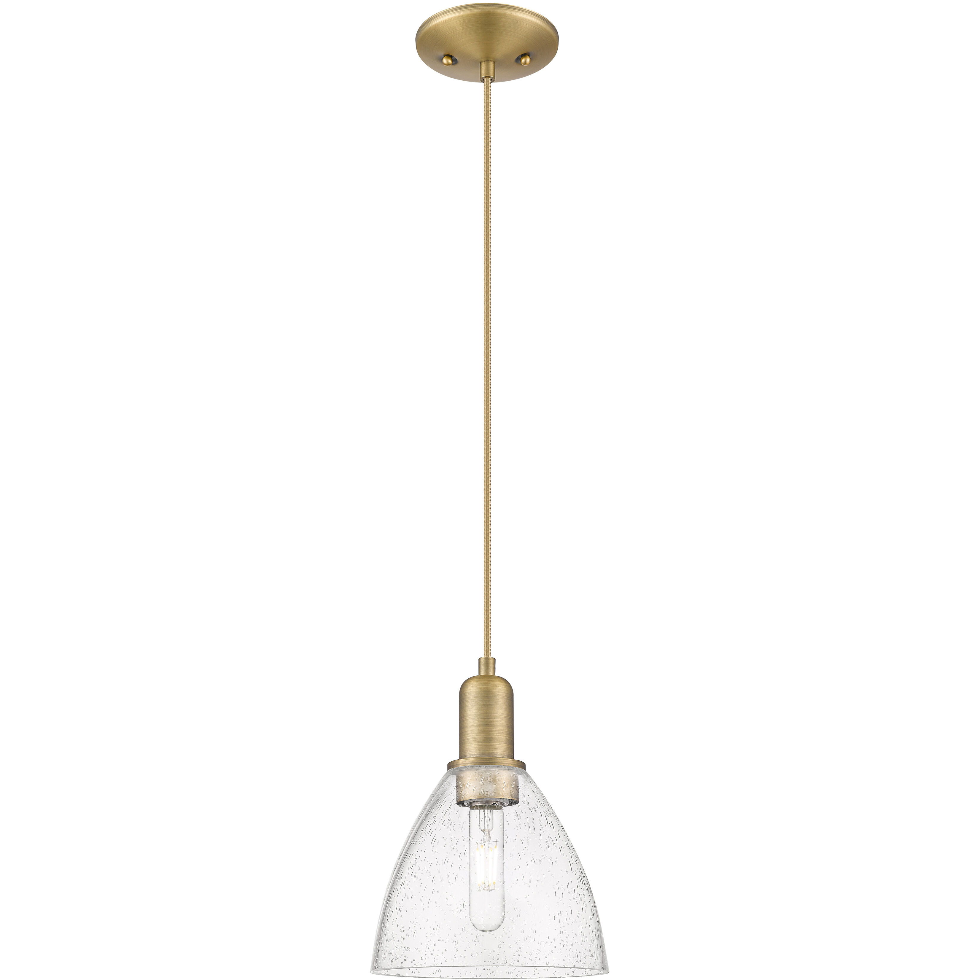 Arcadia Bristol 1 Light 7.5 inch Brushed Brass Mini Pendant Ceiling Light in Seedy