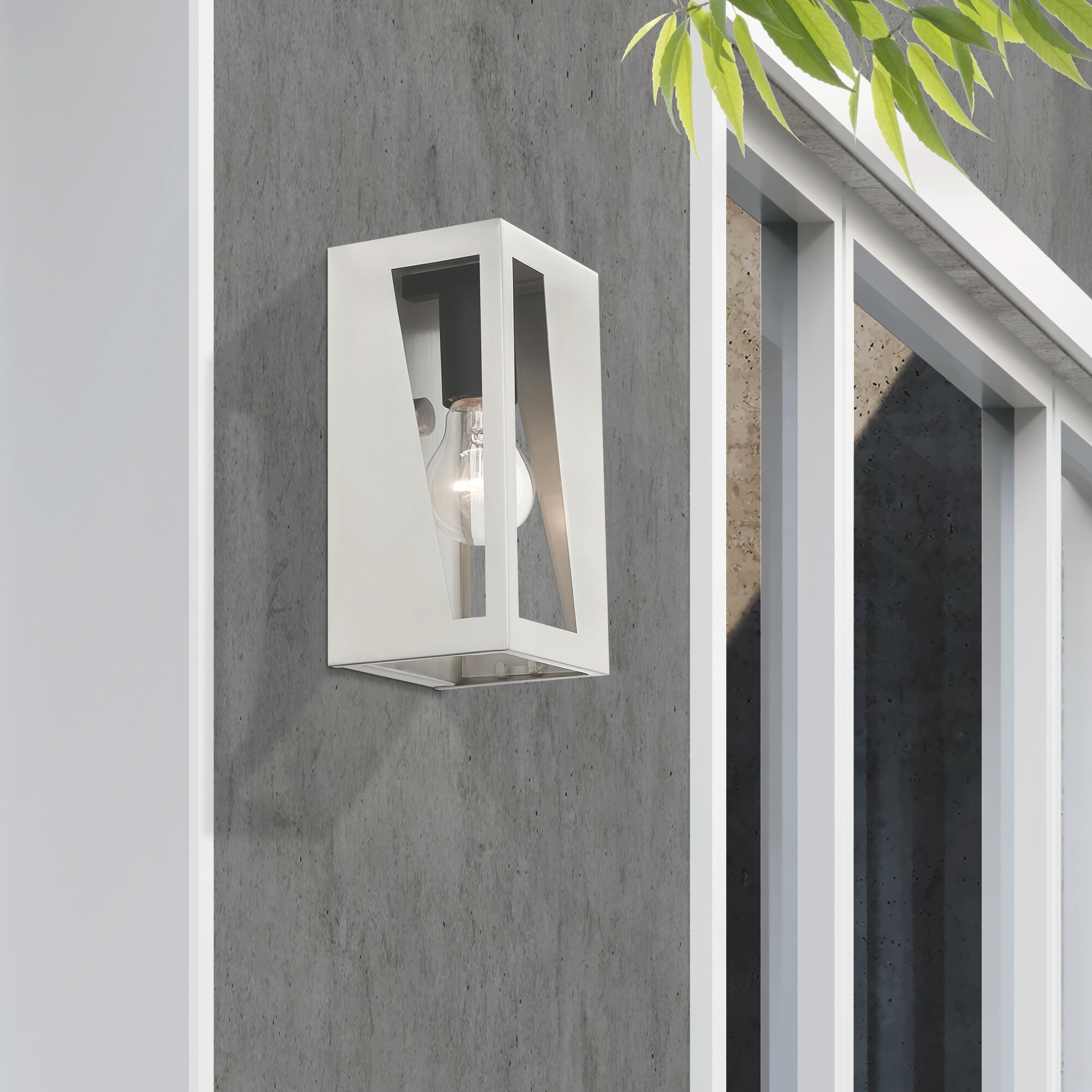 Forsyth 1 Light 8.5 inch Brushed Nickel with Black Finish Accents Outdoor Wall Lantern, Small